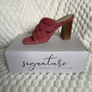 New in the box Signature by Journee Collection rose square block sandal heels.
